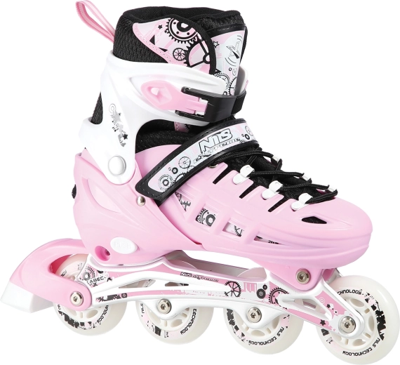 Justerbare børneskøjter 4-i-1 NILS Extreme – pink – L (39-42)