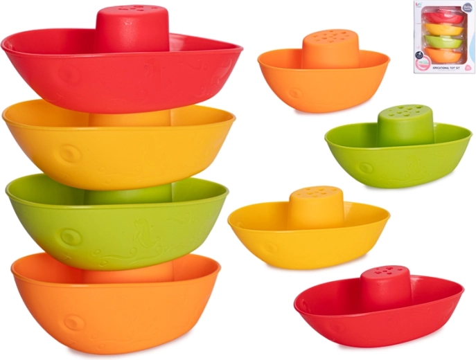 Pyramide af plastbåde til vand 14 cm, 4 stk.