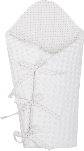 Luksuriøs snørelukket svøb af minky NEW BABY hvid 75 × 75 cm