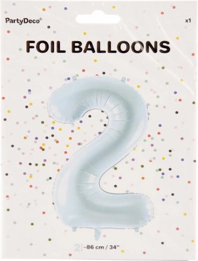 Folieballon tal 2 blå 86 cm