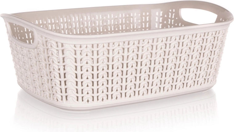 Rattan-kurv af plast 3 l, cremefarvet 26,5 × 20 × 9,5 cm