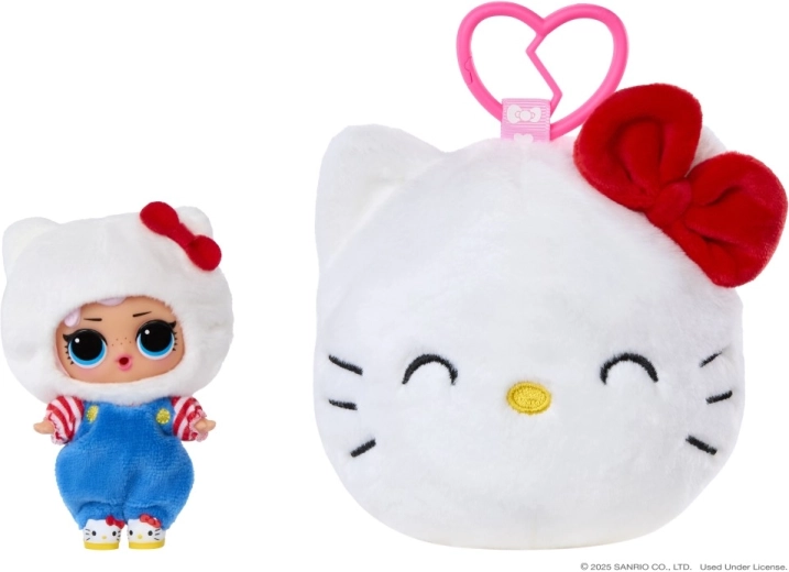 L.O.L. Surprise! Hello Kitty and Friends plysdukke med vendbart plyspendant - 1 stk.