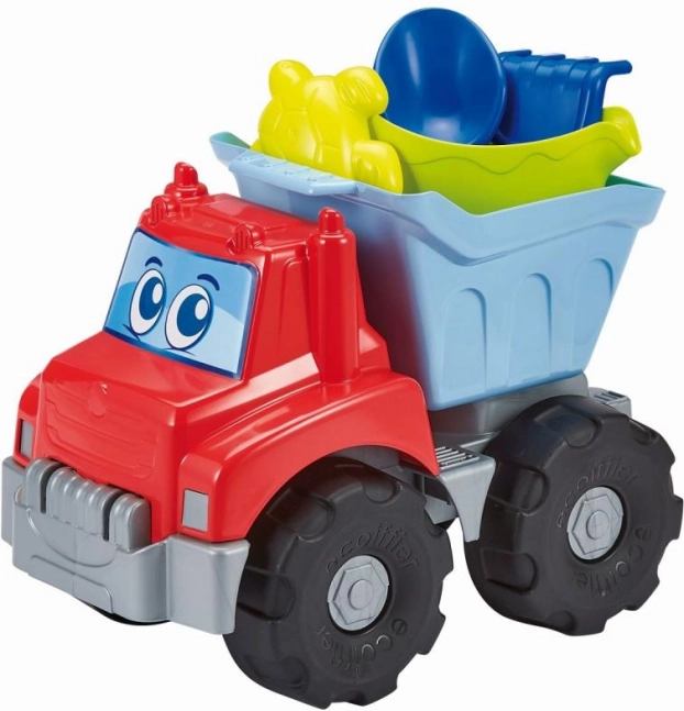 Lastbil med vandkande og sæt til sand