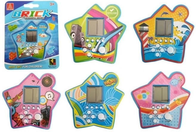 Lomme-elektronisk Tetris-spil i stjerneform – blå