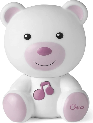 Chicco natlys med musik – bamse, rosa