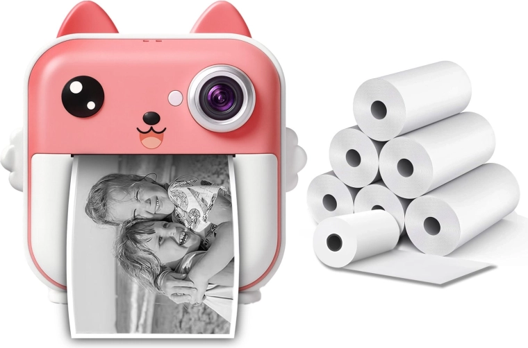 Instantkamera RENEW FORCE pink med termotryk 48 Mpx + 6 ruller papir