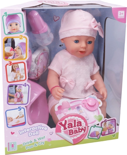 Tissende babydukke med tilbehør 45 cm