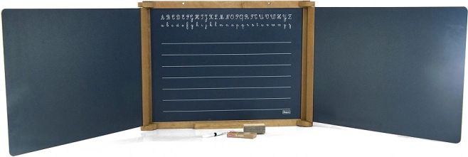 Jeujura træ vægmonteret tredelt multifunktionstavle 156 × 43 cm med tilbehør