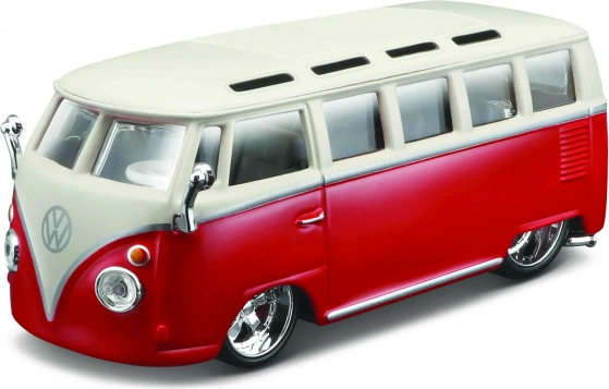 Bburago Volkswagen Van Samba 1:32 rød‑hvid model