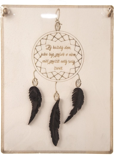 Træskilt med motiverende tekst „Lev hver…“ 20 × 27 cm