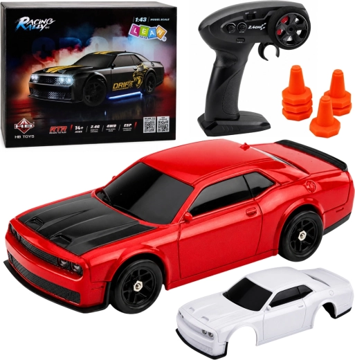 RC drift-sportsbil 4WD 1:43 med ESP-gyroskop, rød