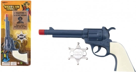 Plastisk klaprende revolver med sherifstjerne, 23 × 12 cm