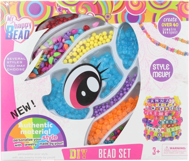 Kreativt sæt med træperler med ponny-motiv til fremstilling af armbånd og halskæder
