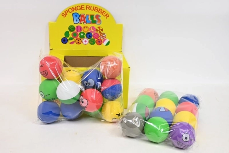 Hoppende gummibold med smiley 6 cm (24 stk.)