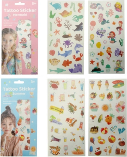 Midlertidige børnetatoveringer – farverige motiver af havfruer, frugt og sommerlige accessories