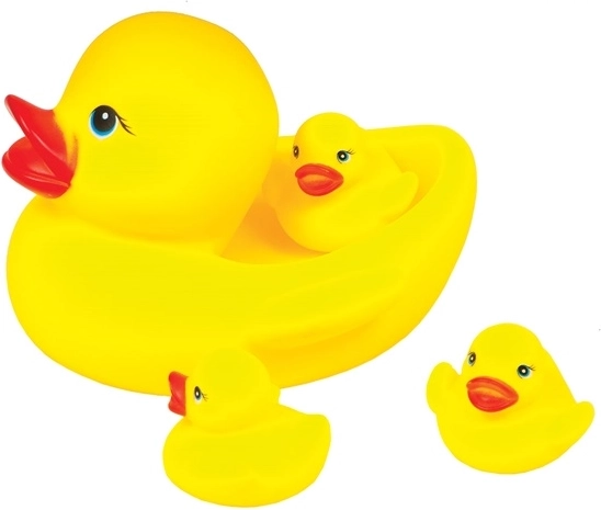 Familie af gummiænder til badet