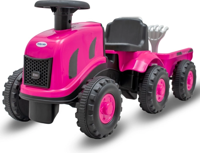 Børne-gåtraktor med anhænger og værktøj Baby Mix Benny, pink