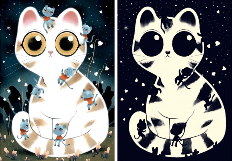 DJECO Selvlysende puslespil Kælekatte 50 brikker