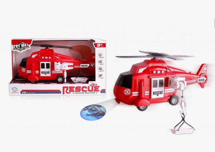 Brandhelikopter med lys, lyd og projektor 1:16