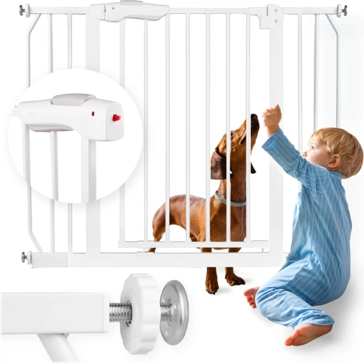 Hvid sikkerhedsgrind til døre og trapper NUKIDO