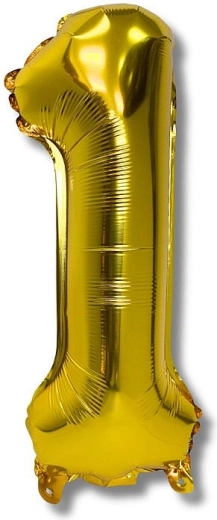 Folieballon med tallet 1, 40 cm – Guld