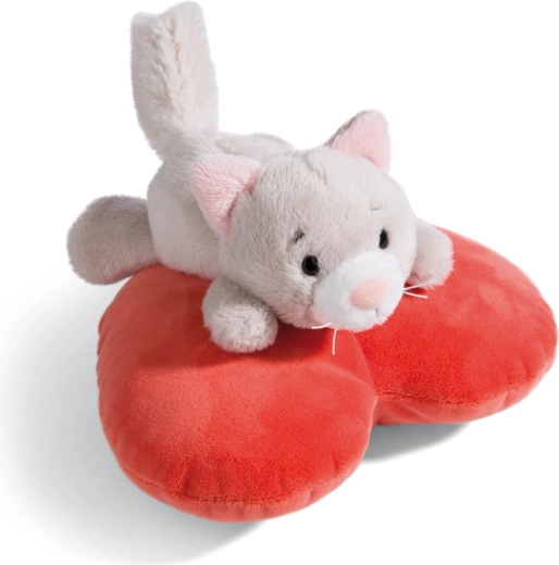NICI plysset, lodden kat med hjerte 13 cm Green