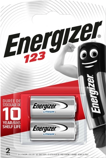 Lithiumbatterier ENERGIZER 123 CR123A 3 V, 2 stk.