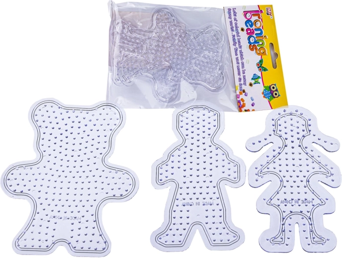 Skabeloner/plader til strygeperler – 3 motiver (bamse og 2 figurer)