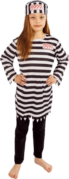 Børnekostume fangepige med striber (størrelse S, 4–6 år)