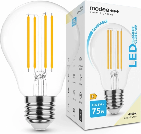 Modee Smart Lighting LED filamentpære E27 8 W neutral hvid