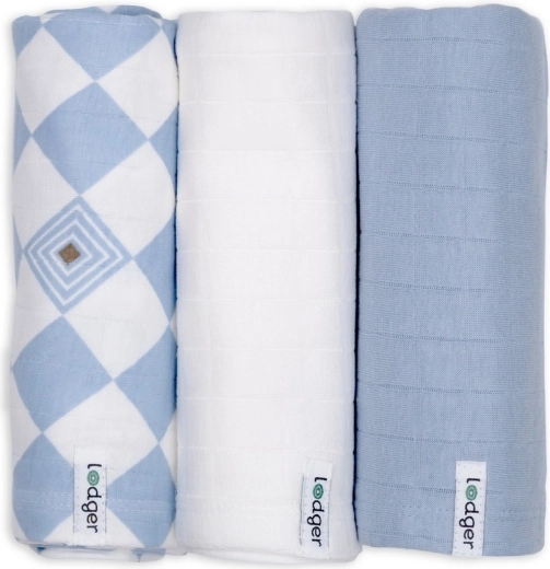 Lodger swaddler i økologisk bomuld Blue fogg, 70 × 70 cm (3 stk.)