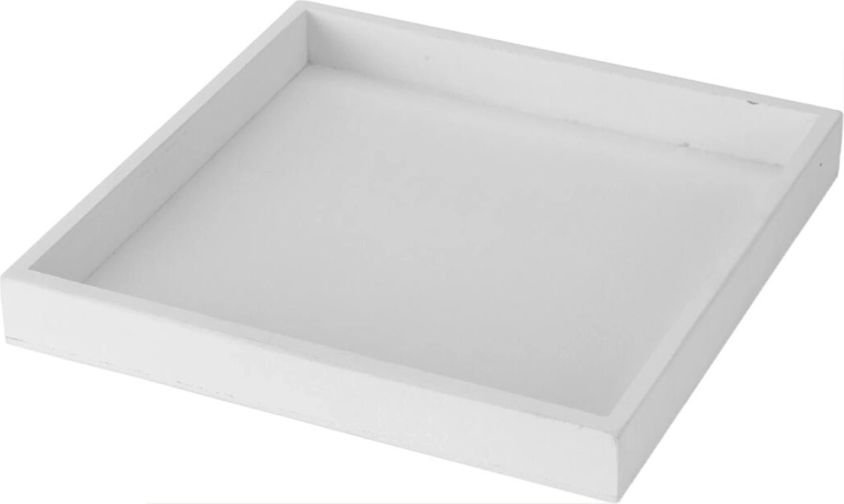 Dekorativt træbakke 25 × 25 × 3 cm hvid