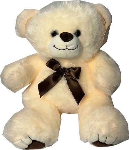 Cremefarvet plysbamse 28 cm