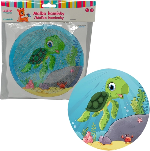 Diamantmaling med ramme – tegnet lille skildpadde 17 cm