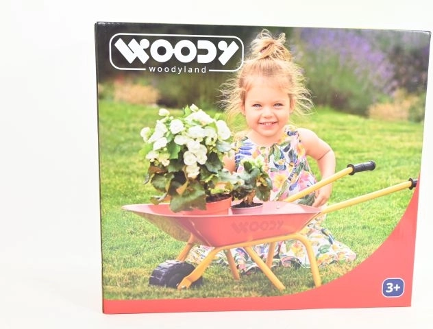 Woody børne-trillebør i metal til haven, rød, 77 cm