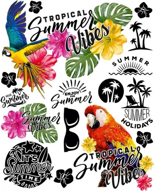 Sommer-trykbare applikationer – stort ark 20 × 30 cm