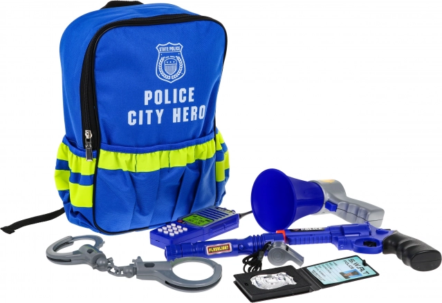 Udstyr til den lille politibetjent i rygsæk - politisæt
