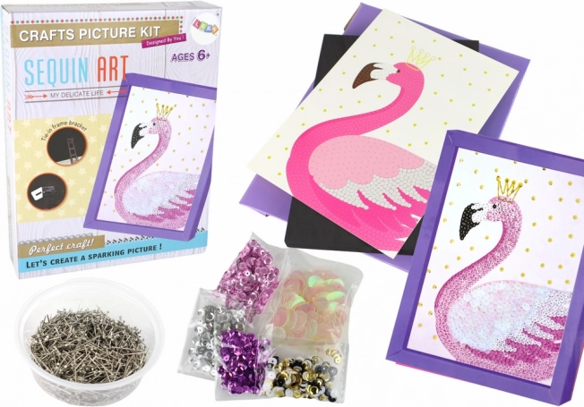 Kreativt DIY-sæt Pailletter Nåle Ramme Flamingo