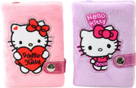 Hello Kitty plysbetrukket mini notesbog med trykknaplukning