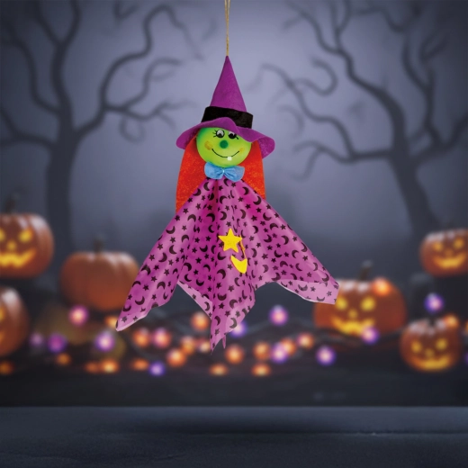 Hængende halloweenpynt med heks 48 × 44 cm
