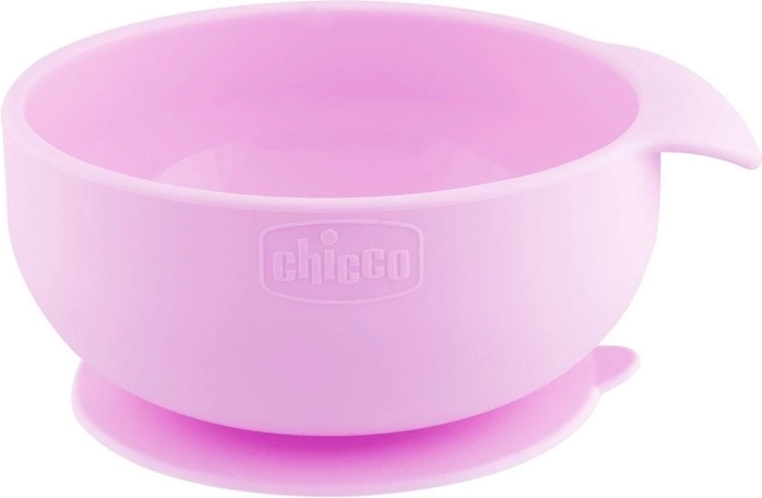 Chicco silikoneskål med sugekop rosa 6 mdr.+
