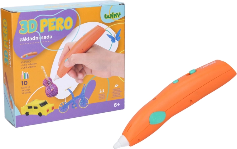 3D-pen WIKY orange – startsæt med patroner og skabeloner