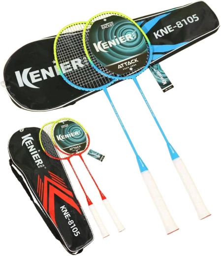 Badmintonsæt Kenier med etui, 2 ketsjere og 5 fjerbolde