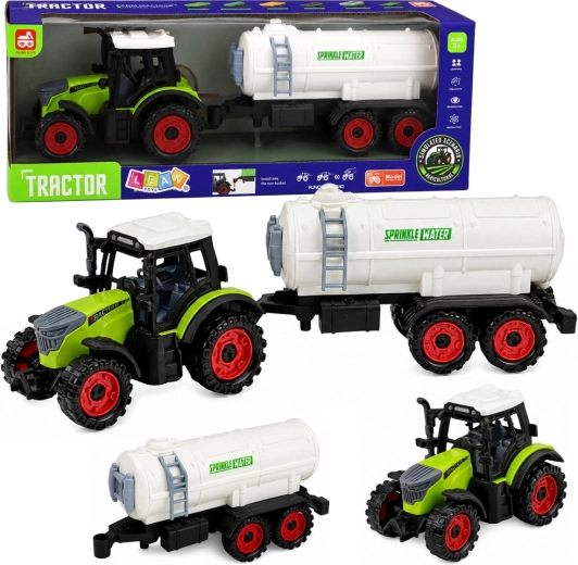 Børne landbrugstraktor med tankvogn med friktions-/svinghjulstræk 34 cm