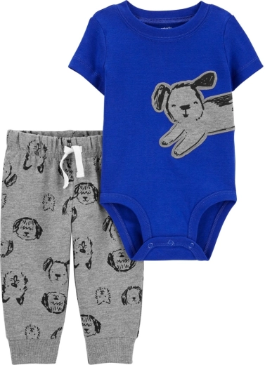 Carter's 2-delt sæt til drenge – kortærmet body og sweatpants Blue Dog (6 mdr.)