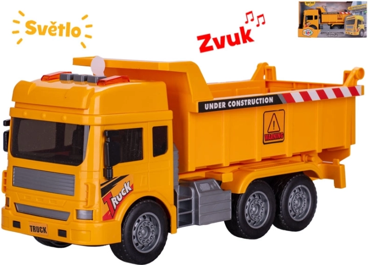Bygge-dumptruck med friktionsdrev med lys og lyd 27 cm