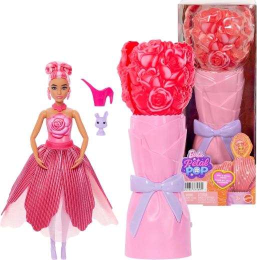 Barbie Petal Pop blomster-overraskelse med røde roser og tilbehør