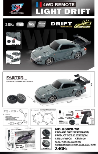 R/C driftbil 1:20 med lys, grøn