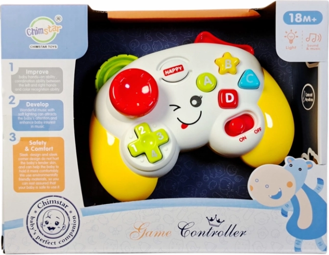 Interaktivt børne‑gamepad med lys og lyde