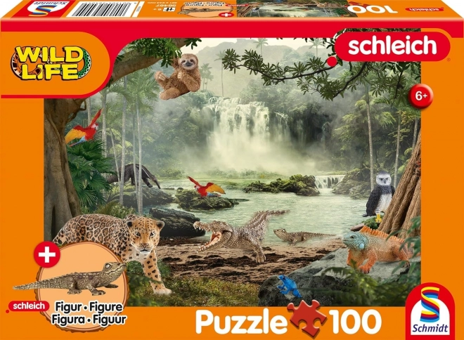 Puzzle SCHLEICH i regnskoven 100 brikker med figur